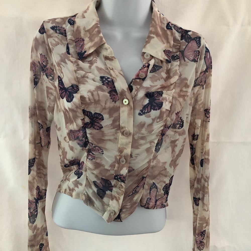 Meraki Women's Floral butterfly Blouse Size Medium